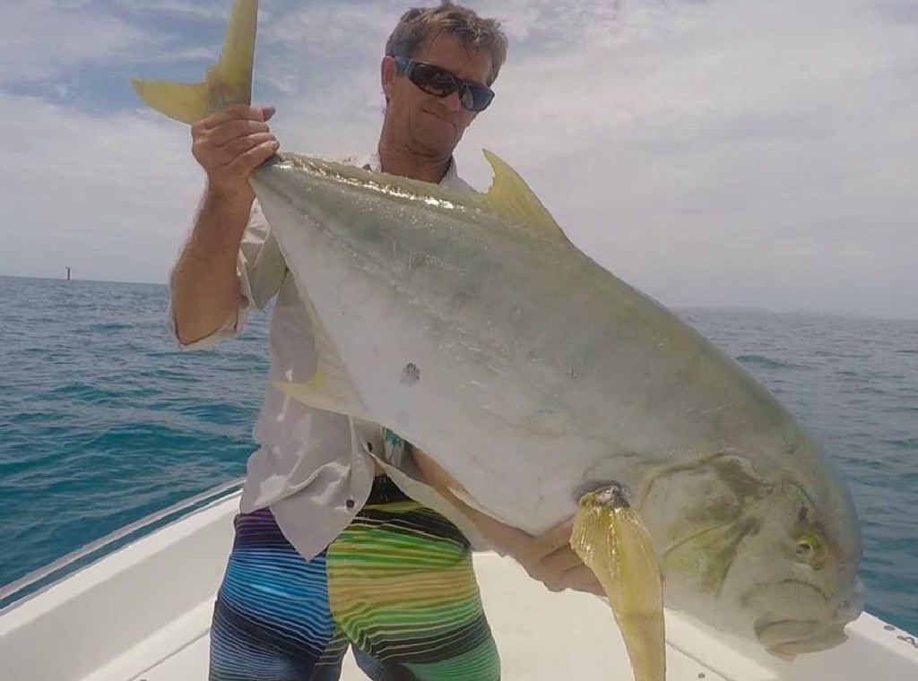 THAT’S A BEAUTY! Keen angler Zane Reed lands a giant trevally about the 20kg mark, just over 110cm long, before releasing it. THAT’S A BEAUTY! Keen angler Zane Reed lands a giant trevally about the 20kg mark, just over 110cm long, before releasing it.